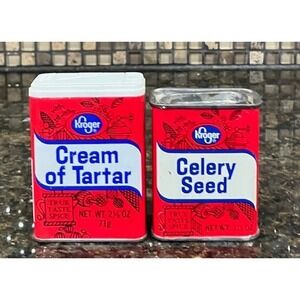 Vintage Spice Tins Lot of 2 Kroger Tins Celery Seed & Cream of‎ Tartar